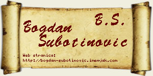 Bogdan Subotinović vizit kartica